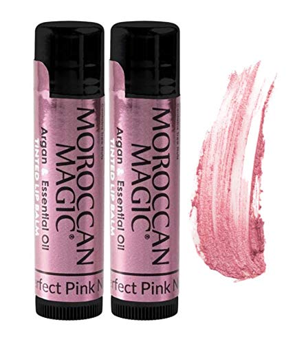 Moroccan Magic Perfect Pink Tinted Lip Balm | Made with Natural Cold Pressed Argan and Essential Oils | Lip Balm | Smooth Application | Non-Toxic, Cruelty Free | 2 Pack-Velvo Beauty