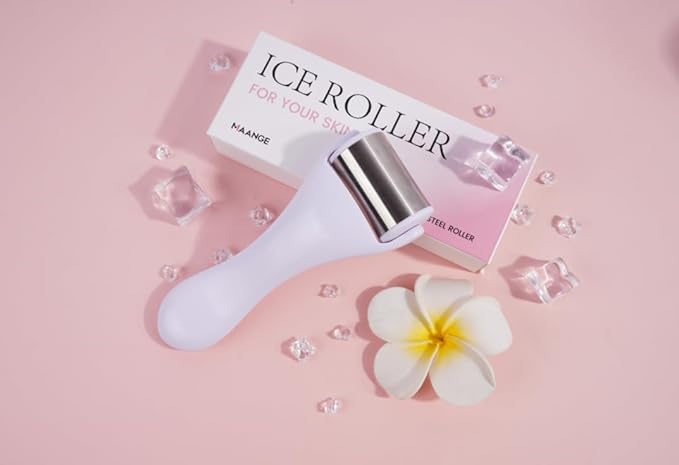 MAANGE Ice Roller For Face & Eye Roller for Puffiness,Stainless Steel Facial Roller Ice Face Roller Mini Roller Set (white 2 pcs)-Velvo Beauty