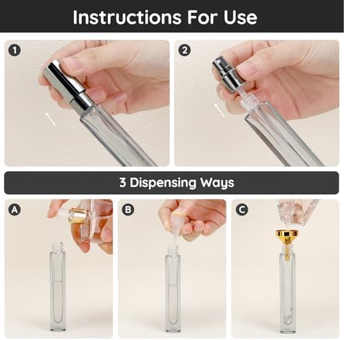 Segbeauty 10pcs Refillable Colorful Travel Perfume Bottle, 10ML Multi-color Empty Glass Atomizer, 0.34oz Portable Sprayer-Velvo Beauty