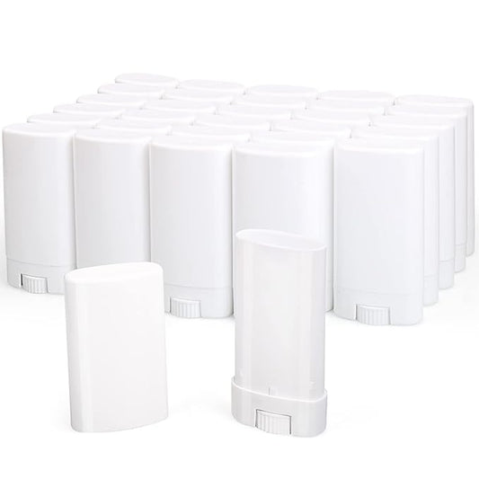 15ml Travel Deodorant Containers,Top-Fill,Empty Plastic Oval Lip Balm Tubes for Chapstick,Lip Balm,Lotion Bar Sticks,Salve,Homemade Solid Lotion,Sample Size Deodorant-30 Pack,White-Velvo Beauty