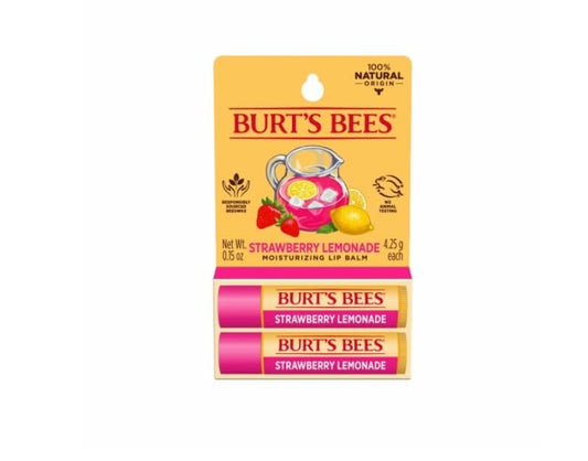 BURTS BEES STRAWBERRY LEMONADE LIP BALM 2 (0.15) TUBES-Velvo Beauty