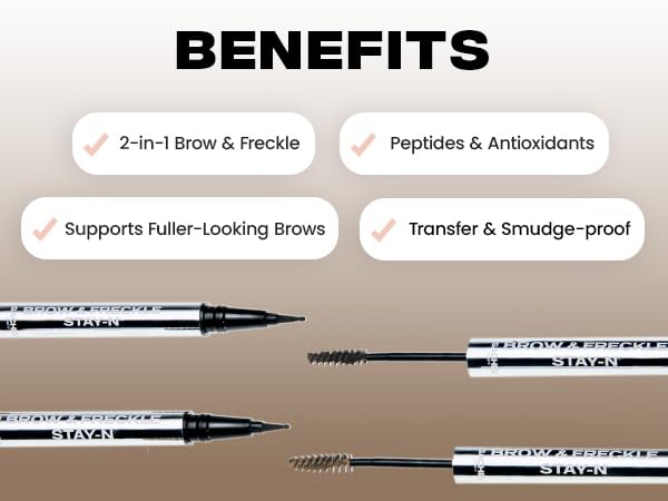 Sacheu Brow & Freckle STAY-N Tinted Eyebrow Gel & Faux Freckle Pen — 2-in-1 Longwear Water Resistant Brows Tint, Cruelty-Free & Vegan, Cafe Mocha-Velvo Beauty