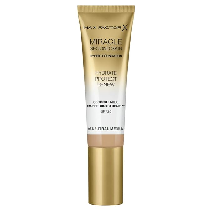 Max Factor Miracle Second Skin Foundation SPF 20-07 Neutral Medium Foundation Women 1.01 oz-Velvo Beauty