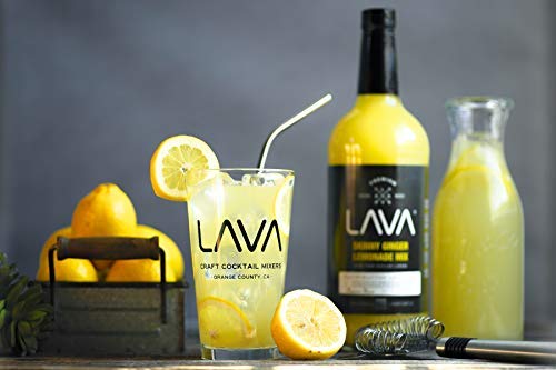 (3 Pack) LAVA Premium Skinny Ginger Lemonade Vodka Cocktail Mix made with Sicilian Lemon Juice, Candied Ginger Puree - 33.8oz Bottles-Velvo Beauty