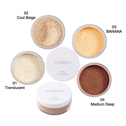 2 Pcs PHOERA Setting Powder and Face Primer, Control Oil Brighten Skin Color Cover Face Setting Loose Powder。 (02 Cool Beige + makeup primer)-Velvo Beauty