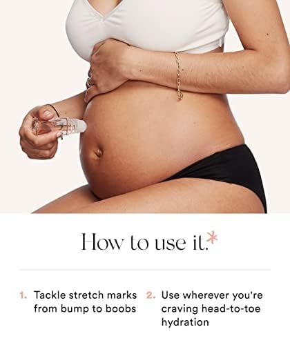 HATCH Belly Oil, Pregnancy & Postpartum Skincare for Stretch Marks, Quick-Drying for Full Body & Soothes Irritation, Plus Vegan, Clean & Plant-Based, 1 Fl Oz-Velvo Beauty