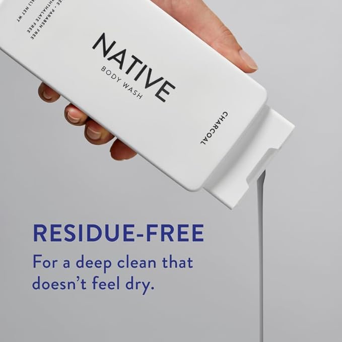 Native Body Wash Contains Naturally Derived Ingredients | For Women & Men, Sulfate, Dye, & Paraben Free Leaving Skin Soft and Hydrated | Charcoal 18 oz - 2 Pk-Velvo Beauty