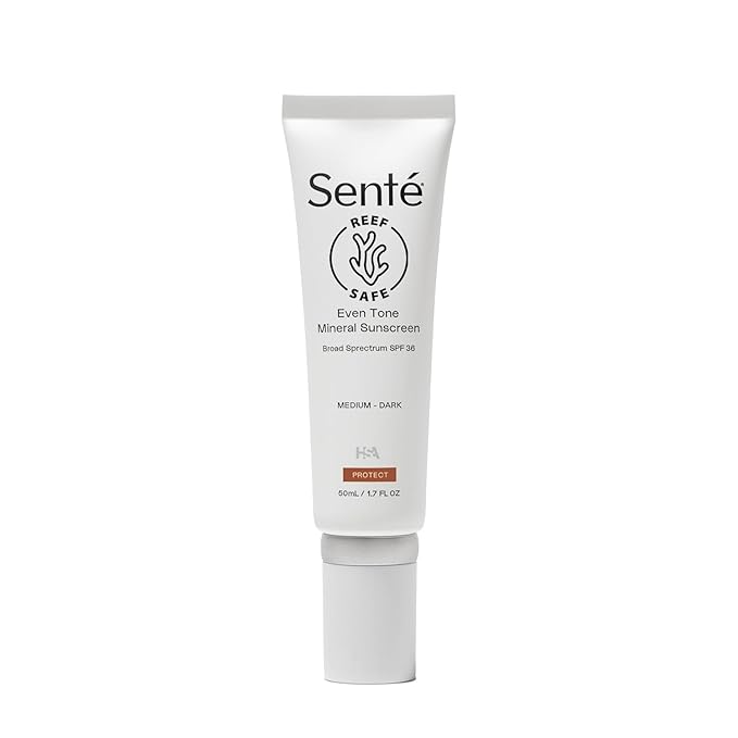 Senté Even Tone Mineral Sunscreen Tinted | SPF 36 Medium-Dark | Hydrating, Lightweight Sun Protection Treatment for Redness & Discoloration | UVA/UVB & Blue Light Defense | 1.7 oz-Velvo Beauty