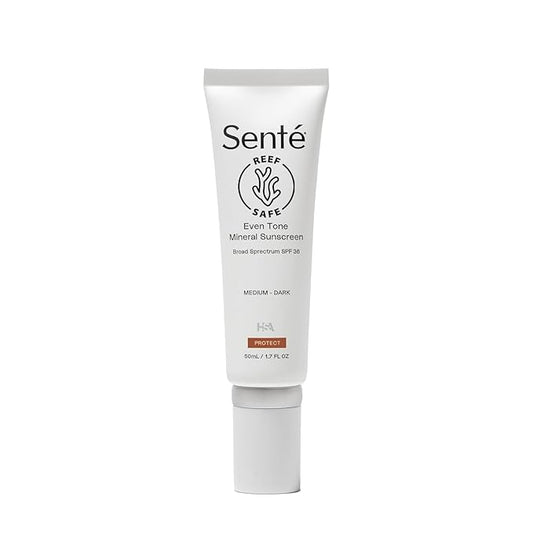 Senté Even Tone Mineral Sunscreen Tinted | SPF 36 Medium-Dark | Hydrating, Lightweight Sun Protection Treatment for Redness & Discoloration | UVA/UVB & Blue Light Defense | 1.7 oz-Velvo Beauty