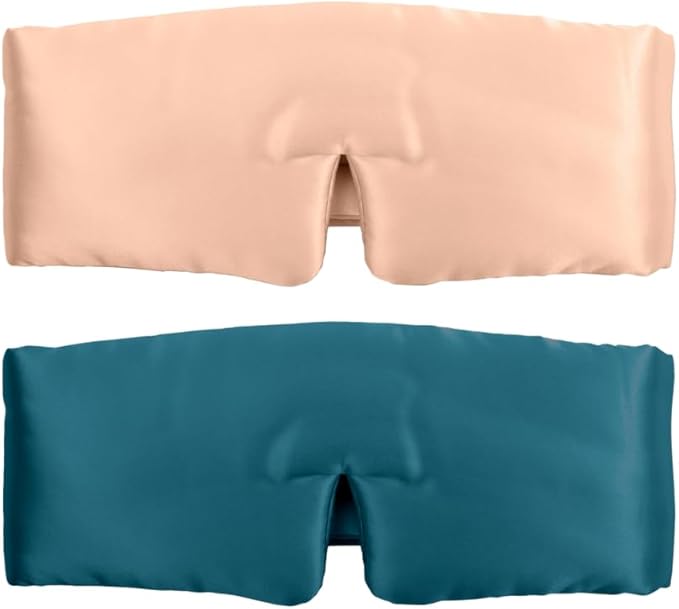 SUNDAYSILKS™ | Adjustable Silk Sleep Mask for Side Sleeper | Cloud-Like Comfort, Weighted for Deep Sleep | Soft Sleep Face Mask for Women & Men, Full Blackout, Cooling Silk Eye Mask for Sleeping (2PK)-Velvo Beauty