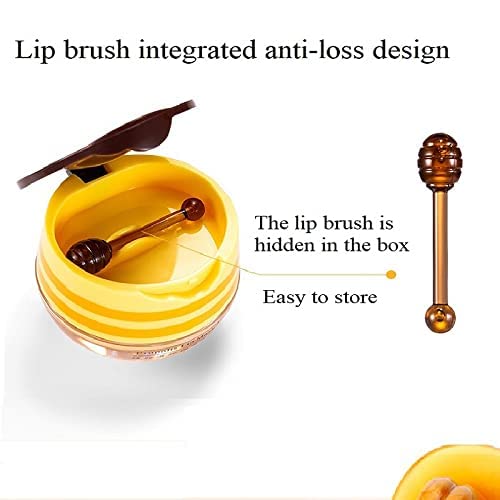2PCS Honey Balm Lip Balm, Lip Masks for Dry and Cracked Lips with Brush, Lip Exfoliator & Moisturizer, Reduces Lips Lines & Lightens Lips, Anti-Wrinkle, Aging-Velvo Beauty