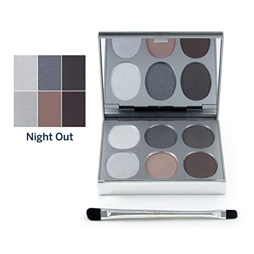 Jerome Alexander New Again Eyeshadow Palette & Brush, 6 Buildable & Blendable Micronized Powder Shades (Night Out)-Velvo Beauty