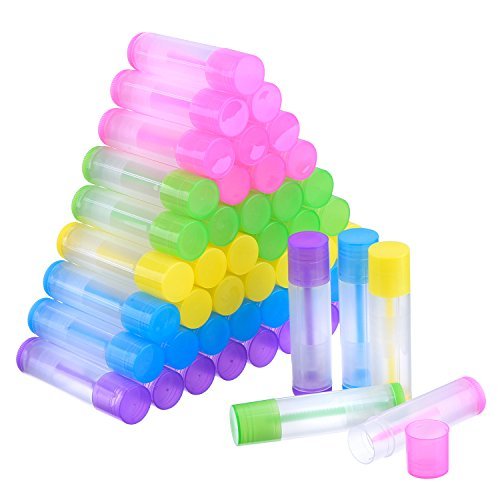 eBoot 50 Pieces Lip Balm Empty Container Clear Tubes with Twist Bottom and Top Cap, 3/16 Oz (5.5 ml) (Multicolor)-Velvo Beauty