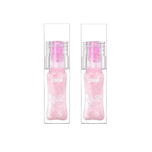 2PCS/Set MILEMEI Color Changing Lip Oil Magic Moisturizing, Big Brush Plumping Lip Oil, Plumping Glimmer Glow-Velvo Beauty