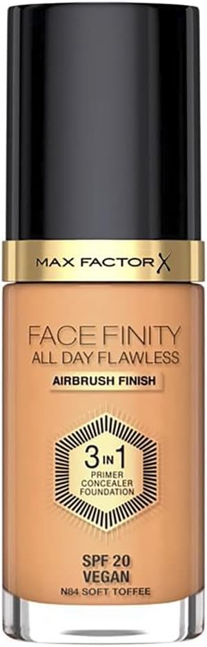 Max Factor Facefinity 3-in-1 All Day Flawless Liquid Foundation, SPF 20-84 Soft Toffee, 30 ml-Velvo Beauty