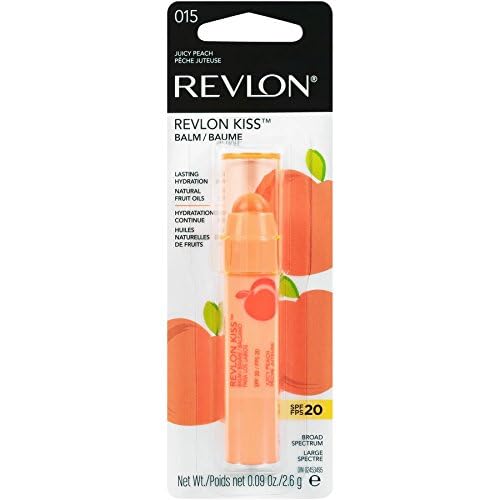Revlon Lip Balm, Kiss Tinted Lip Balm, Face Makeup with Lasting Hydration, SPF 20, Infused with Natural Fruit Oils, 015 Juicy Peach, 0.09 Oz-Velvo Beauty