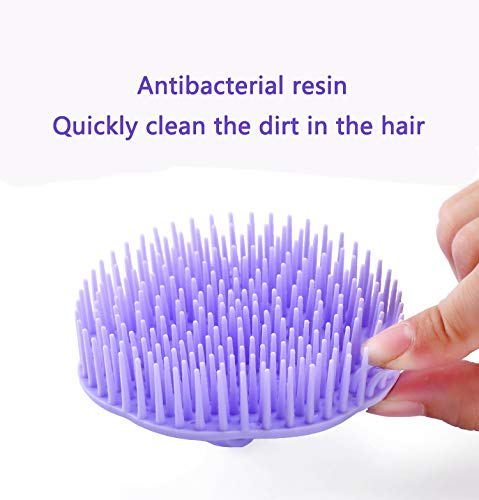 Hair Scalp Brush Dandruff Cleaning Brush Shower Scalp Shampoo Brush Scalp Massager Pack of 4 (Orange and Violet)-Velvo Beauty
