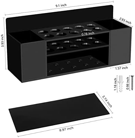HBlife 2 Pcs Acrylic Magnetic Dry Erase Marker Holder for Whiteboard, Wall Mount 10 Slots Magnet Pen Pencil Holder for Fridge Refrigerator, Locker Organizer Accessories for Classroom Office, Black-Velvo Beauty