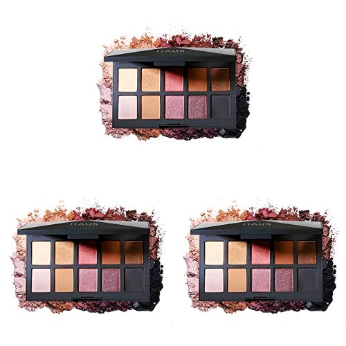 Haus Laboratories By Lady Gaga: GLAM ROOM PALETTE NO. 1: FAME | 10-Shade Eyeshadow Palette, Blendable & Buildable Eye Makeup with Pigmented Matte, Metallic, Shimmer, and Sparkle Finishes (Pack of 3)-Velvo Beauty