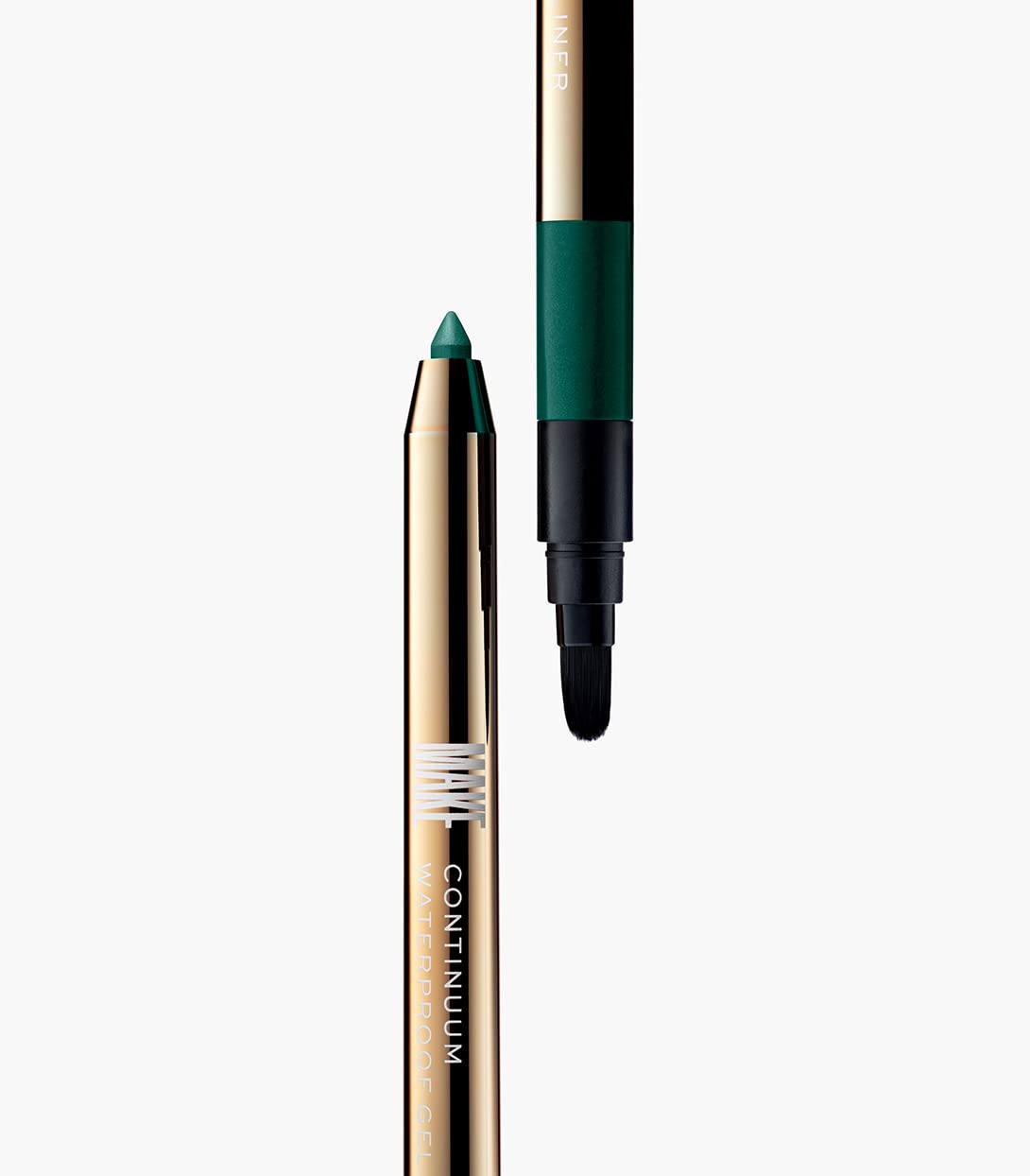 MAKE Beauty Continuum Waterproof Gel Eyeliner Pencil. Creamy, Pigmented Multi-Use, including Waterline with Built-in Sharpener and Blending Brush. Smudge-Proof Makeup. Shade - Emerald, Green-Velvo Beauty
