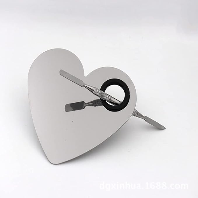 Heart Shaped Makeup Palette Stainless Steel Nail-art Cosmetic Artist Mixing Palette with a Spatula Tool-Velvo Beauty