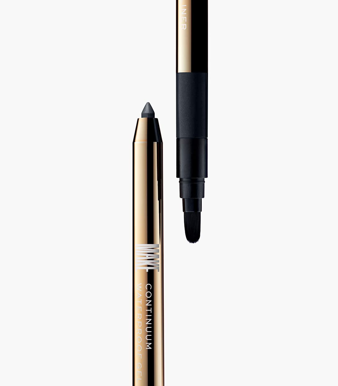 MAKE Beauty Continuum Waterproof Gel Eyeliner Pencil. Creamy, Pigmented Multi-Use, including Waterline with Built-in Sharpener and Blending Brush. Smudge-Proof Makeup. Shade - Eclipse, Black-Velvo Beauty