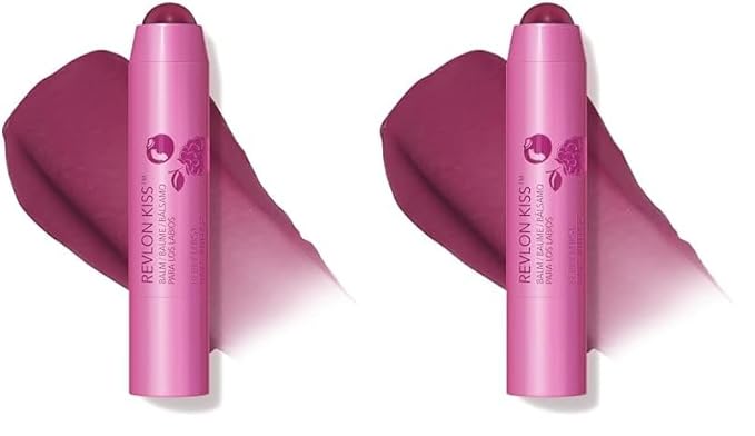 Revlon Lip Balm, Kiss Tinted Lip Balm, Face Makeup with Lasting Hydration, SPF 20, Infused with Natural Fruit Oils, 035 Berry Burst, 0.09 Oz (Pack of 2)-Velvo Beauty