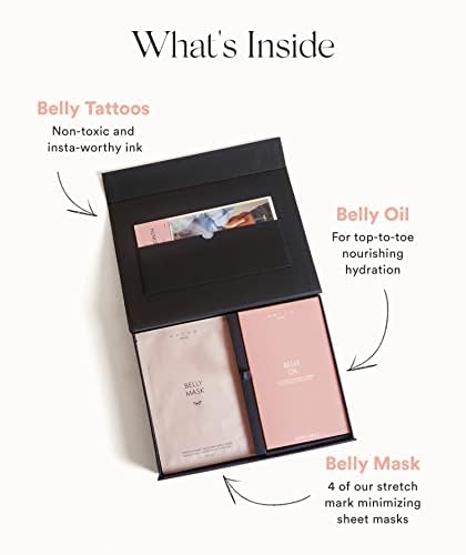 HATCH Belly Bestie Kit - Belly Oil, 4 Belly Masks, & Non-Toxic Belly Tattoos - Maternity Essentials - Belly-Centric Faves Perfect Maternity Gift-Velvo Beauty