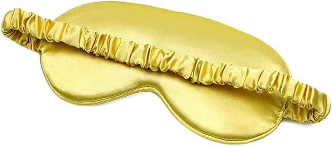 100% Natural Mulberry Soft Silk Sleep Mask, Light Blocking Eye Masks for Sleep, Night Blindfold Eye Mask Cover for Men and Women, Sleeping Night Mask for Travel (Gold)-Velvo Beauty