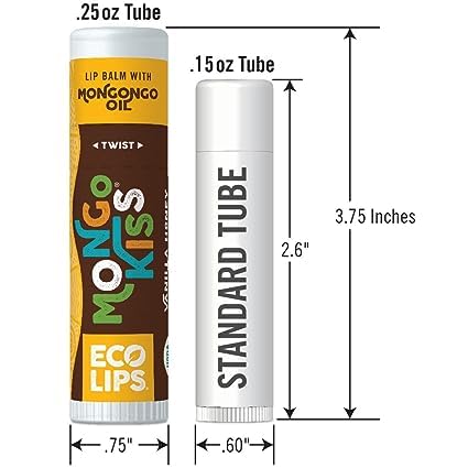 LIP BALM Mongo Kiss 6-Pack (6 tubes) Vanilla Honey by Eco Lips 100% Organic Beeswax & Cocoa Butter Lip Care with Organic Mongongo Oil - Soothe & Moisturize Dry and Cracked Lips - Made in USA-Velvo Beauty