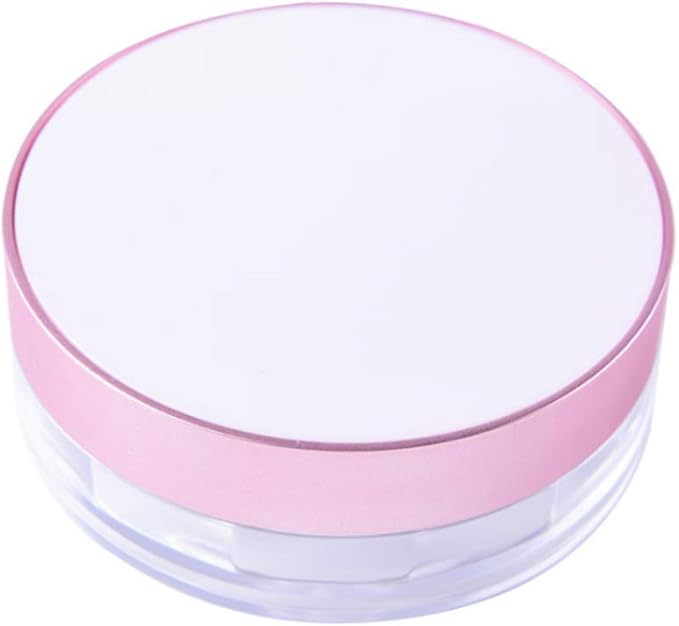 AKOAK Capacity 15ml(0.5 oz) No Leaks Empty Reusable Plastic Loose Powder Compact Container DIY Makeup Powder Case with Sponge Powder Puff, Elasticated Net Sifter and Threaded Screw Lid (White)-Velvo Beauty