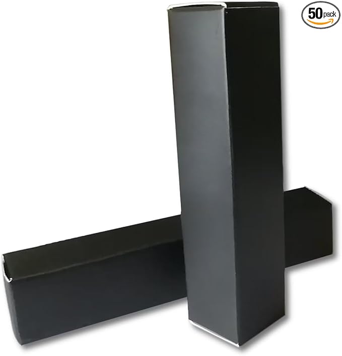 ANZKA 50 Pcs Lip Balm Boxes Packaging, 6.8x1.8x1.8cm Wrapping Box for 0.15Oz Lipbalm Containers Tubes, 5.5ml DIY Lipsticks Black Package Boxes-Velvo Beauty