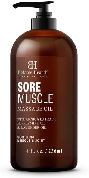 Botanic Hearth Sore Muscle Massage Oil | with Arnica Montana Extract and Essential Oils | Warming and Relaxing | Soothes Tired Sore Muscles and Joints, 8 Fl Oz-Velvo Beauty