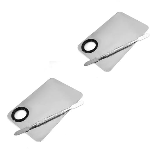 Makeup Mixing Palette, 2 Sets Makeup Plate for Foundation, Palette Makeup Mixing Palette Stainless Steel Cosmetic Mixing Palette with Spatula Tool-Velvo Beauty
