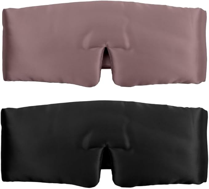 SUNDAYSILKS™ | Adjustable Silk Sleep Mask for Side Sleeper | Cloud-Like Comfort, Weighted for Deep Sleep | Soft Sleep Face Mask for Women & Men, Full Blackout, Cooling Silk Eye Mask for Sleeping (2PK)-Velvo Beauty