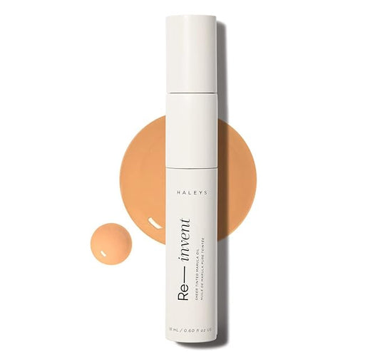 HALEYS Re-invent Sheer Tinted Marula Oil (Medium/Tan Neutral), Skin Tint, Tinted BB Moisturizer, Tinted Foundation, Face Oil, Hydrate Skin, Flexible Shades, Low to Med Coverage, For All Skin Types-Velvo Beauty