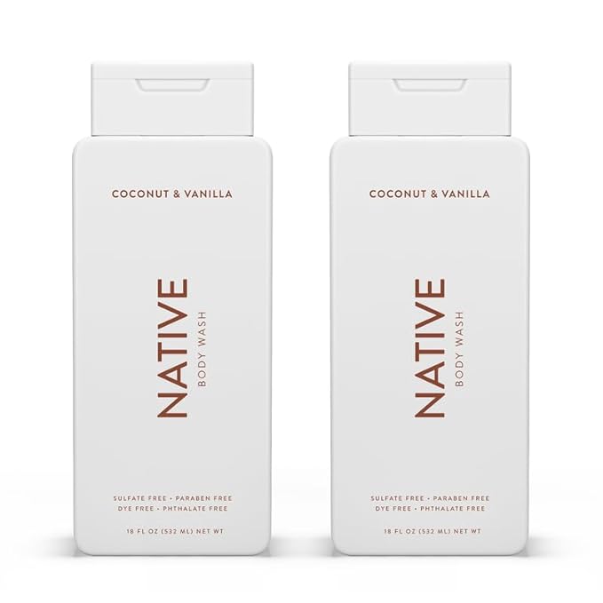 Native Body Wash Contains Naturally Derived Ingredients | For Women & Men, Sulfate, Paraben, & Dye Free Leaving Skin Soft and Hydrated | Coconut & Vanilla 18 oz - 2 Pk-Velvo Beauty