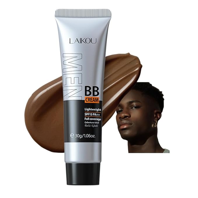 AKARY Hydrating Men BB Cream SPF 15 PA++, Full-Coverage Foundation&Concealer, Mens Face Moisturizer Cream Evens Skin Tone, Oil Control and Cover Flaws, Natural Finish for All Skin Types, Chocolate 420-Velvo Beauty