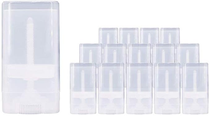 10PCS 15ml 0.5oz Clear Empty Plastic Oval DIY Lipstick Lip Balm Lip Gloss Tubes Deodorant Crayon Chapstick Tube Bottle Containers Oval Holder Case Pipe-Velvo Beauty