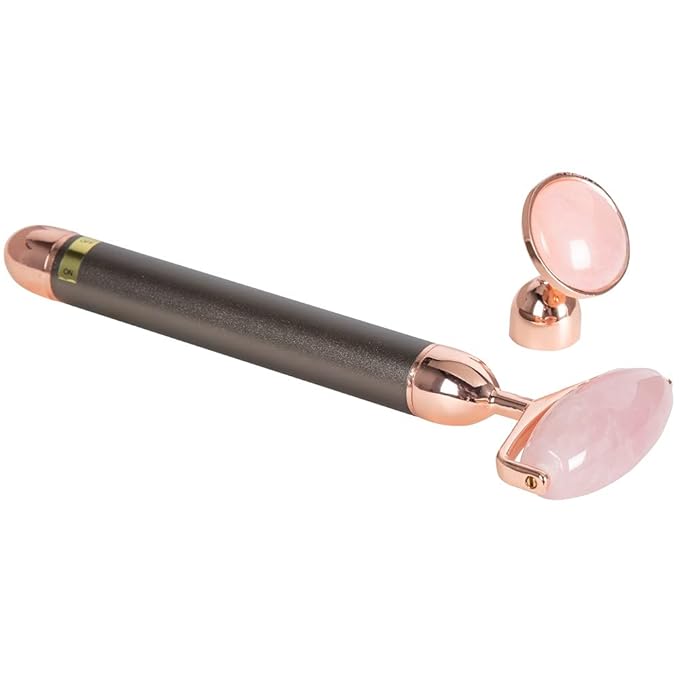 ForPro Professional Collection Electric Face Roller & Eye Massager, 2 in 1 Vibrating Skin Care Tool, Rose Quartz-Velvo Beauty