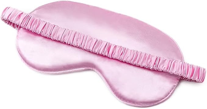 100% Natural Mulberry Soft Silk Sleep Mask, Light Blocking Eye Masks For Sleep, Night Blindfold Eye Mask Cover For Men And Women, Sleeping Night Mask For Travel (Pink)-Velvo Beauty