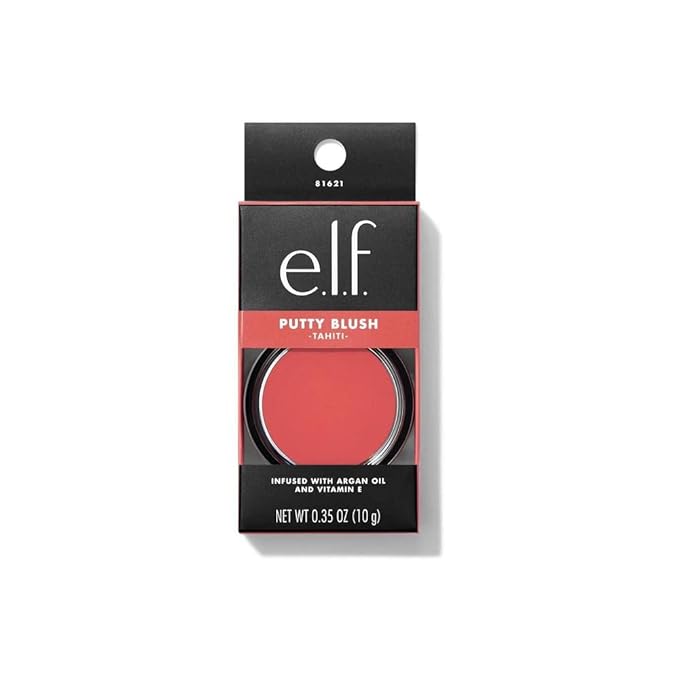 e.l.f. Putty Blush, Creamy & Ultra Pigmented Formula, Lightweight, Buildable Formula, Infused with Argan Oil & Vitamin E, Vegan & Cruelty-Free, Tahiti-Velvo Beauty