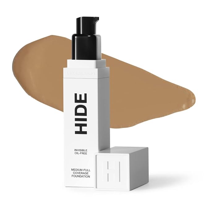 HIDE PREMIUM Liquid Foundation, Multi-Use Waterproof Foundation, Medium/Full Coverage Foundation, Shades for All Skin Types (See Shade Finder), Nude, 1 fl oz-Velvo Beauty