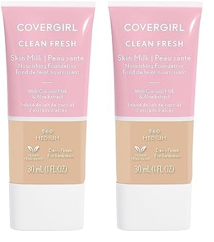 COVERGIRL, Clean Fresh Skin Milk Foundation, Medium, 1 Fl Oz (Pack of 2)-Velvo Beauty