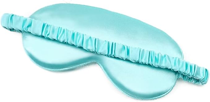 100% Natural Mulberry Soft Silk Sleep Mask, Light Blocking Eye Masks for Sleep, Night Blindfold Eye Mask Cover for Men and Women, Sleeping Night Mask for Travel (Light Blue)-Velvo Beauty