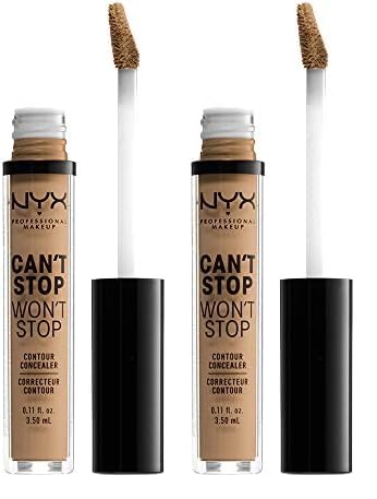 NYX PROFESSIONAL MAKEUP Can't Stop Won't Stop Contour Concealer, 24h Full Coverage Matte Finish - Caramel (Pack of 2)-Velvo Beauty