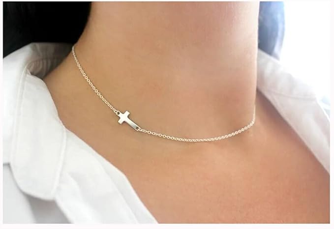Dainty Cross Pendant Necklace Choker Necklace Chain Christian Necklaces Jewelry for Women and Girls-Velvo Beauty