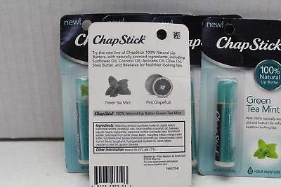 ChapStick 100% Natural Lip Butter, Green Tea Mint, 0.15 oz (Pack of 3)-Velvo Beauty