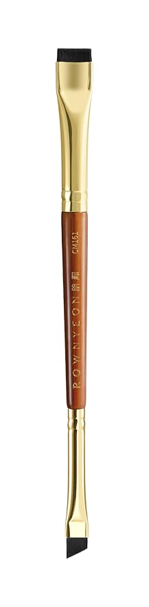 Desert Oak Series Precision Thin Eyeliner Brush - Dual-Ended Angled & Concave Tips for Winged Lines/Tightlining, Gel & Liquid Liner Compatible, Ebana Handle (CM 161)-Velvo Beauty