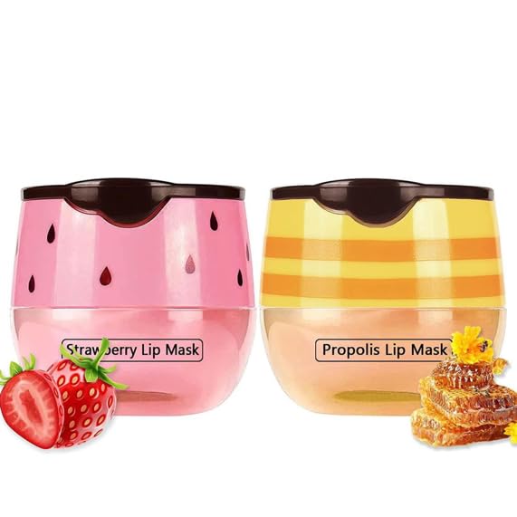 Lip Balm Honey Pot,Vitamin E Hydrating & Prevention Dry and Cracked Lip Scrubs Exfoliator,Propolis Moisturizing Honey Lip Balm, Lip Gloss and Lip Sleeping Mask Reduces Lip Lines-Velvo Beauty